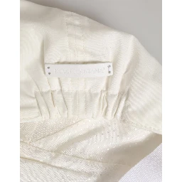 White Cotton Blend Leather Trim Flat Men Cap Hat