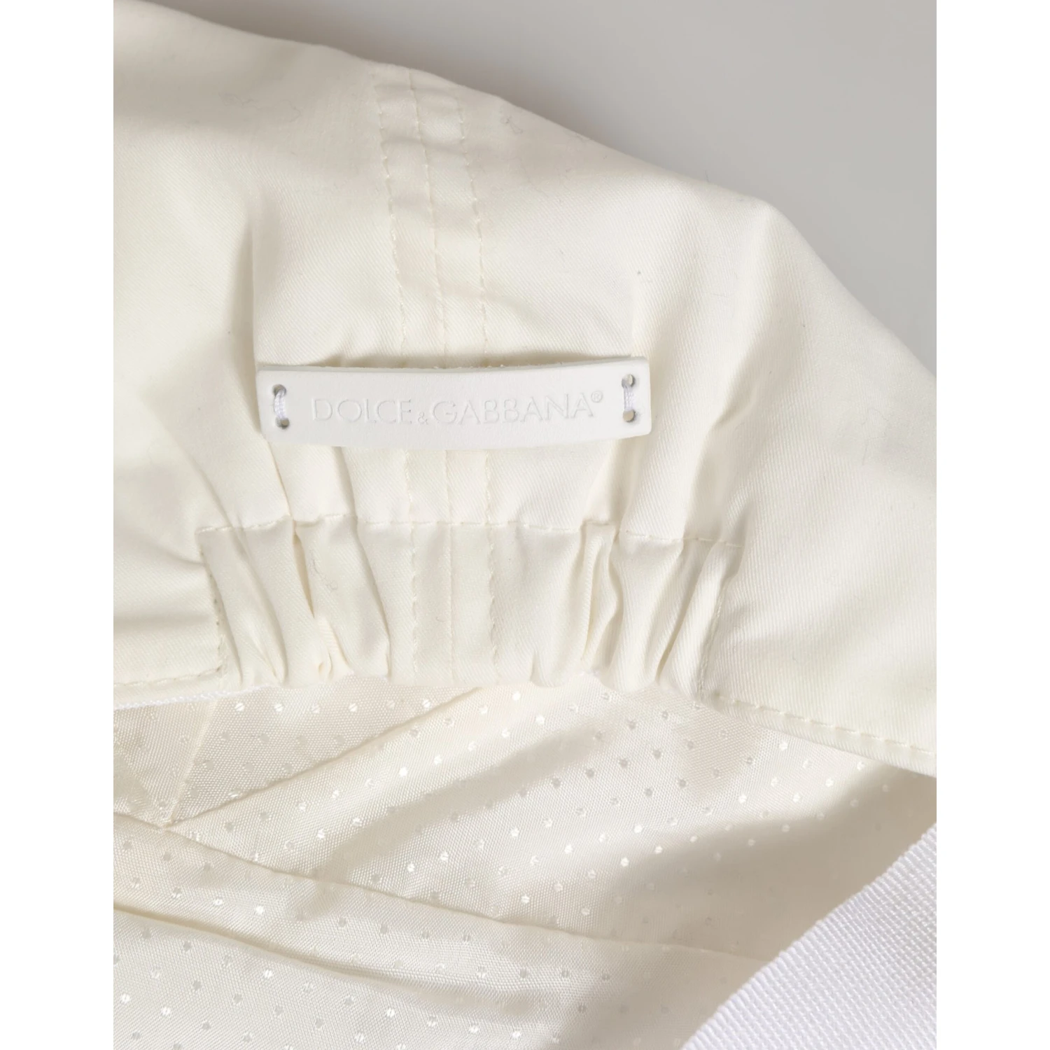 White Cotton Blend Leather Trim Flat Men Cap Hat