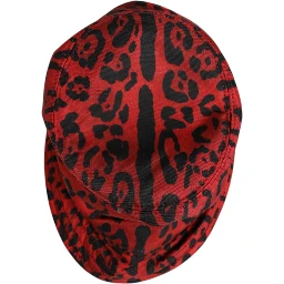 Red Black Nylon Leopard Print Bucket Men Cap Hat