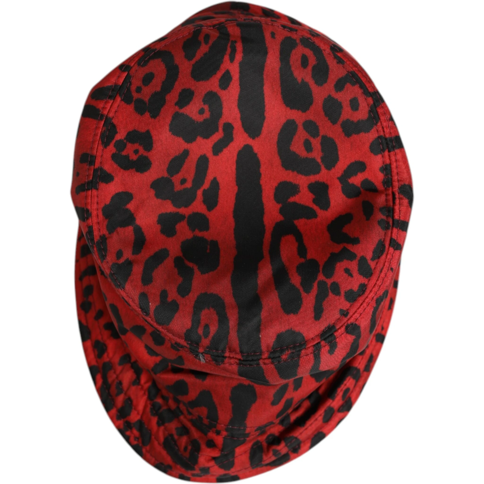 Red Black Nylon Leopard Print Bucket Men Cap Hat