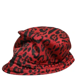 Red Black Nylon Leopard Print Bucket Men Cap Hat