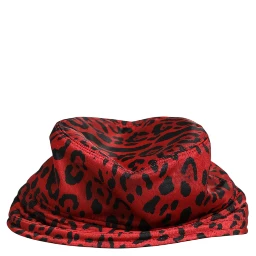 Red Black Nylon Leopard Print Bucket Men Cap Hat