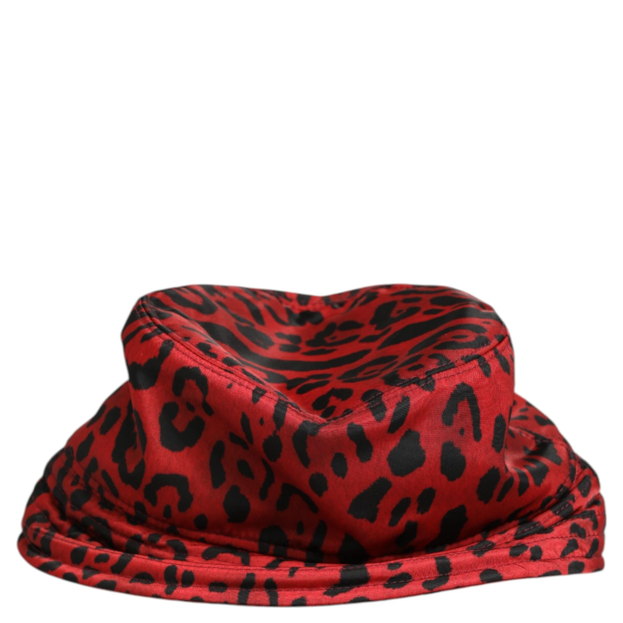 Red Black Nylon Leopard Print Bucket Men Cap Hat