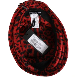 Red Black Nylon Leopard Print Bucket Men Cap Hat