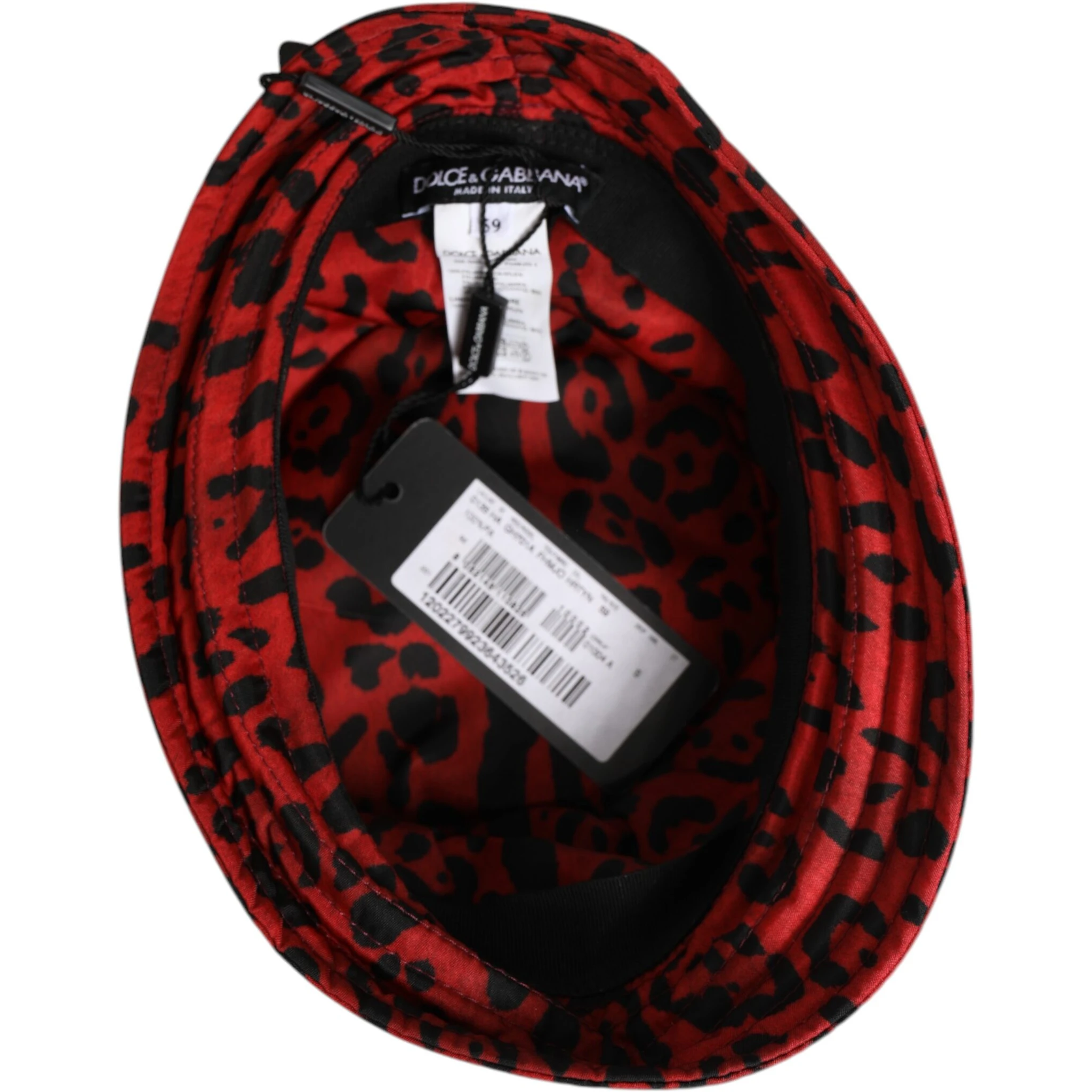 Red Black Nylon Leopard Print Bucket Men Cap Hat