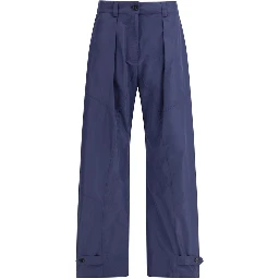 Blue Polyester Casual Pants