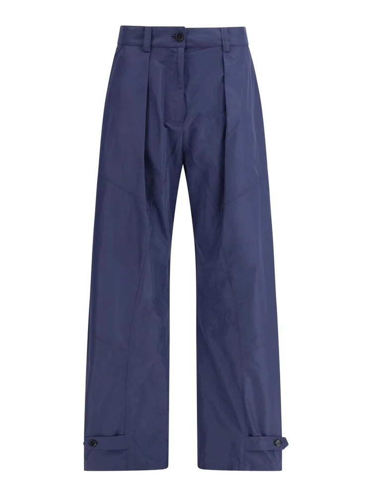 Blue Polyester Casual Pants