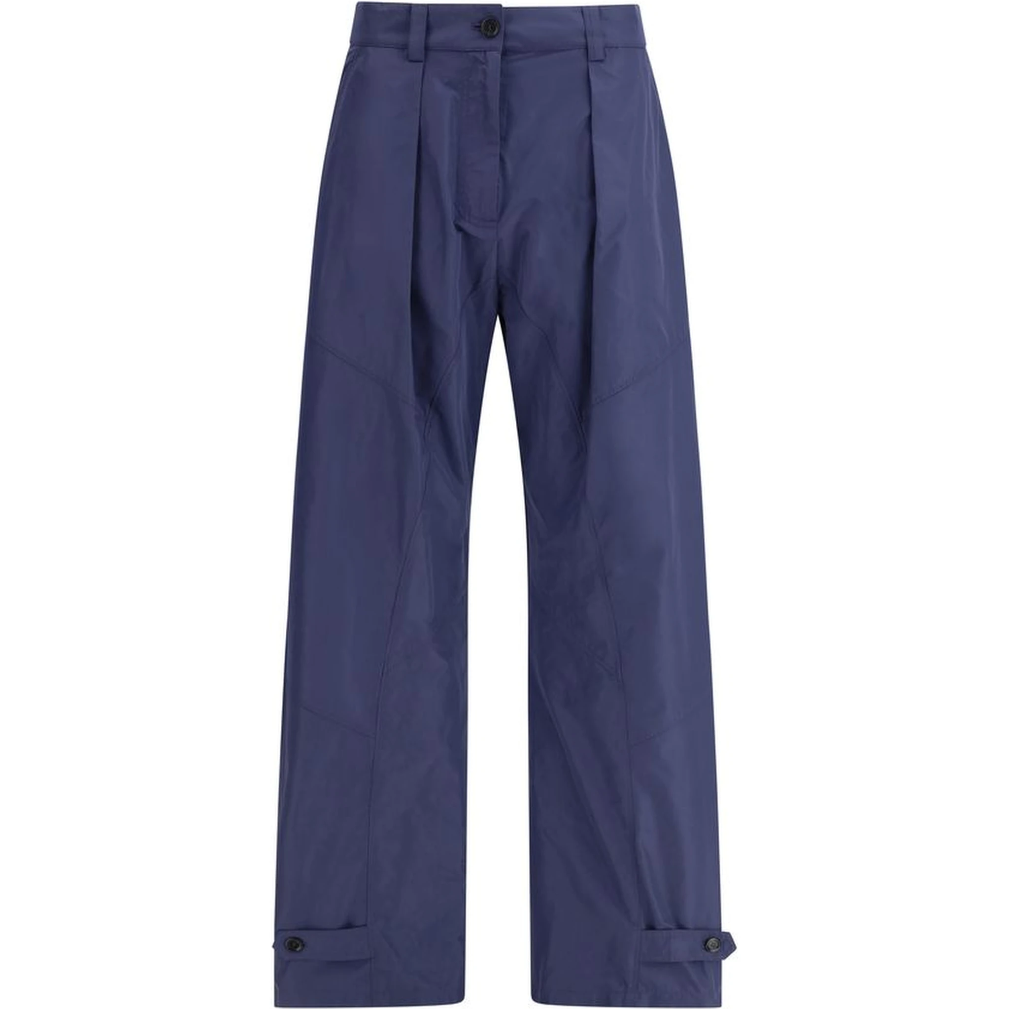 Blue Polyester Casual Pants