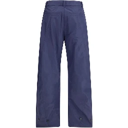 Blue Polyester Casual Pants