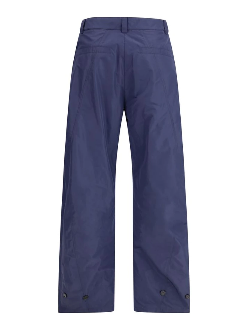 Blue Polyester Casual Pants