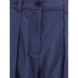 Blue Polyester Casual Pants