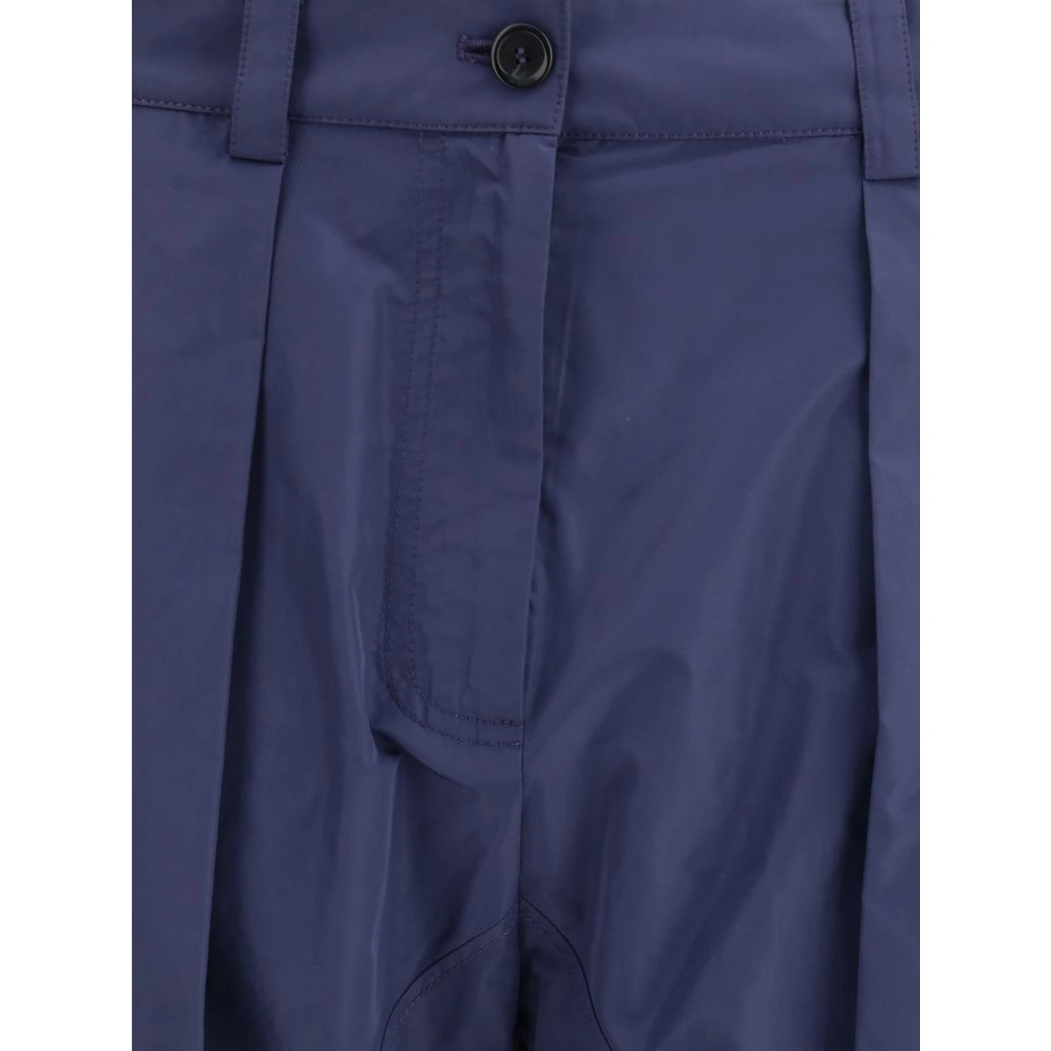 Blue Polyester Casual Pants