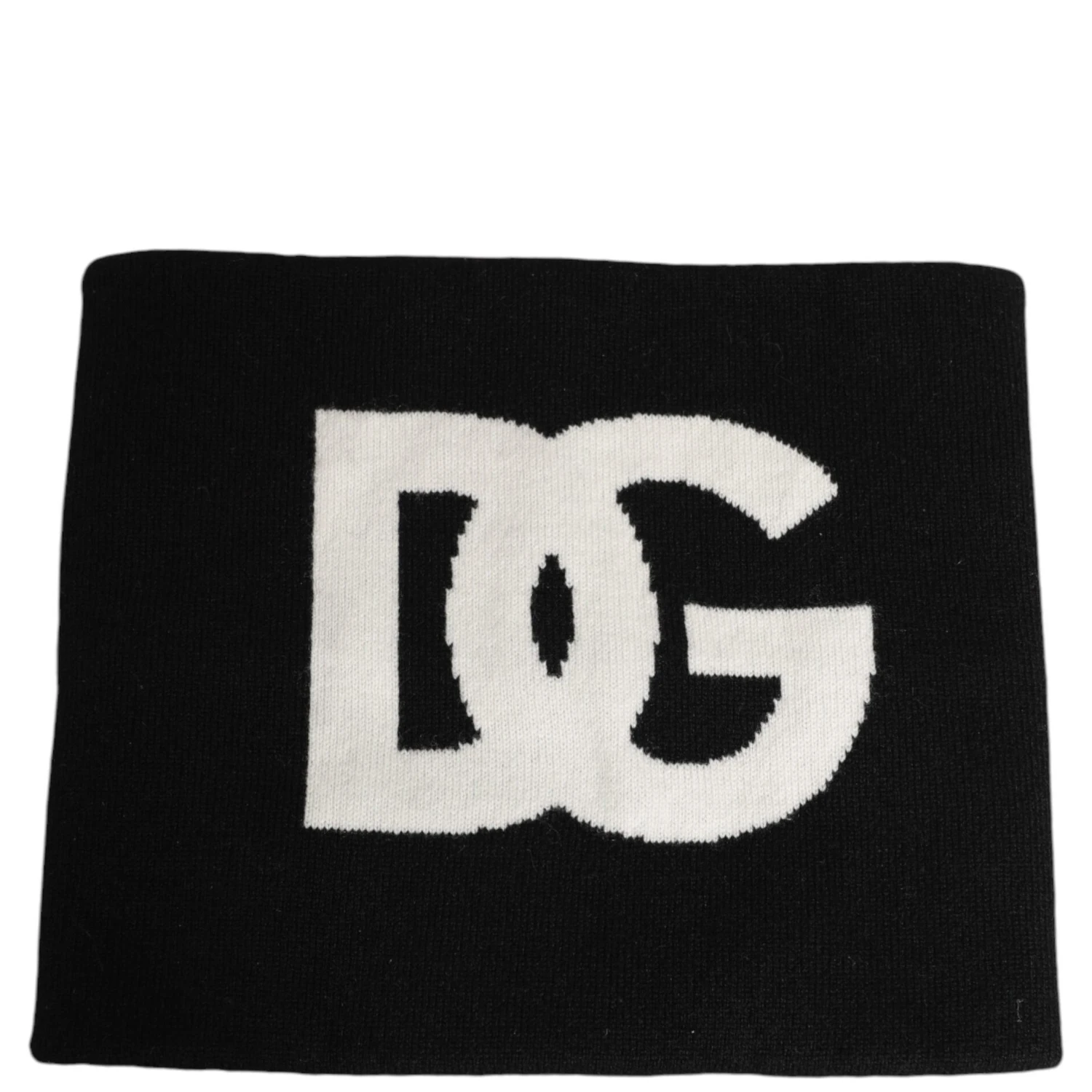 Black D&G Logo Cashmere Knitted Men One Size Scarf