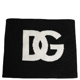 Black D&G Logo Cashmere Knitted Men One Size Scarf