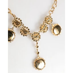 Gold Crystal Clock Pendant Statement Jewelry Necklace