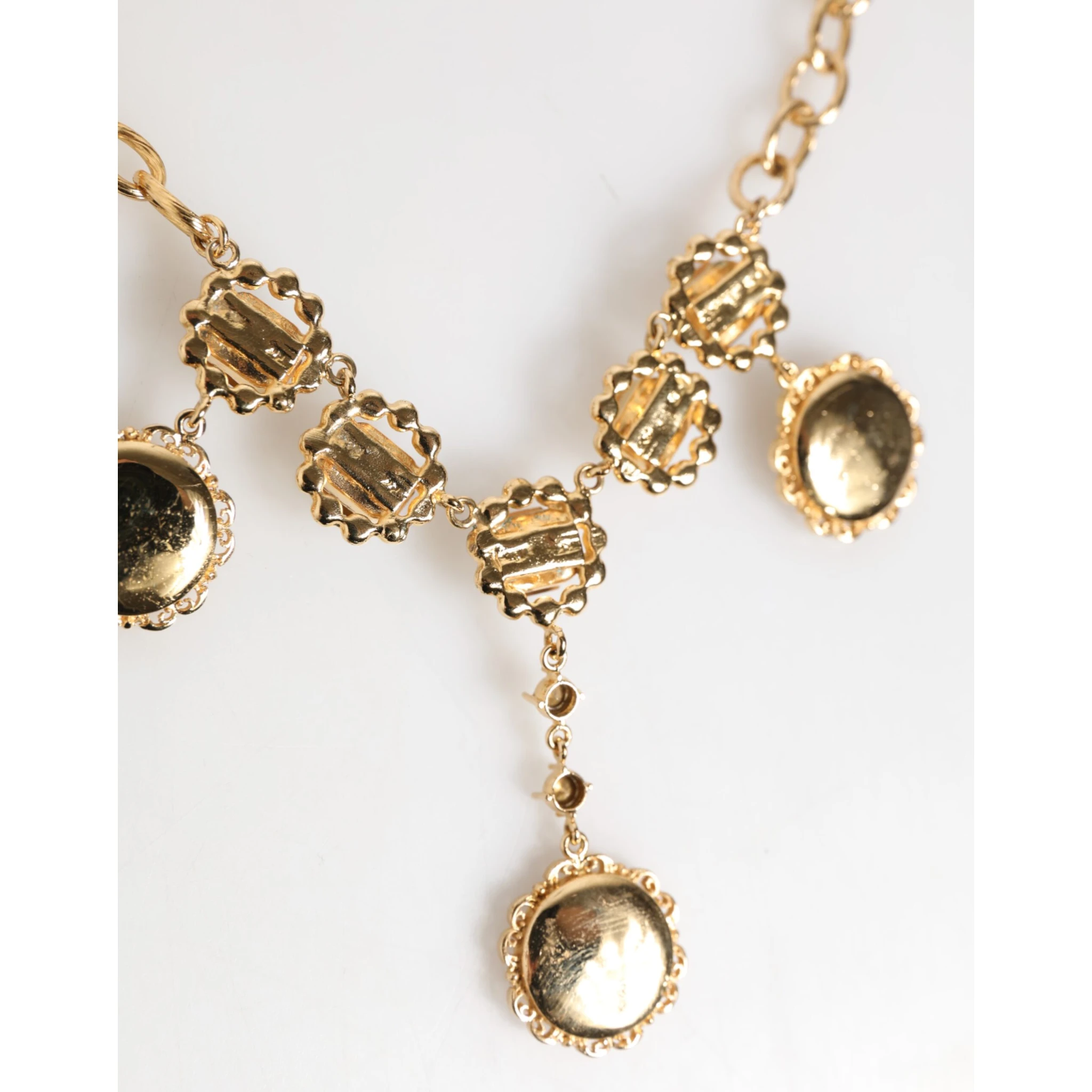 Gold Crystal Clock Pendant Statement Jewelry Necklace