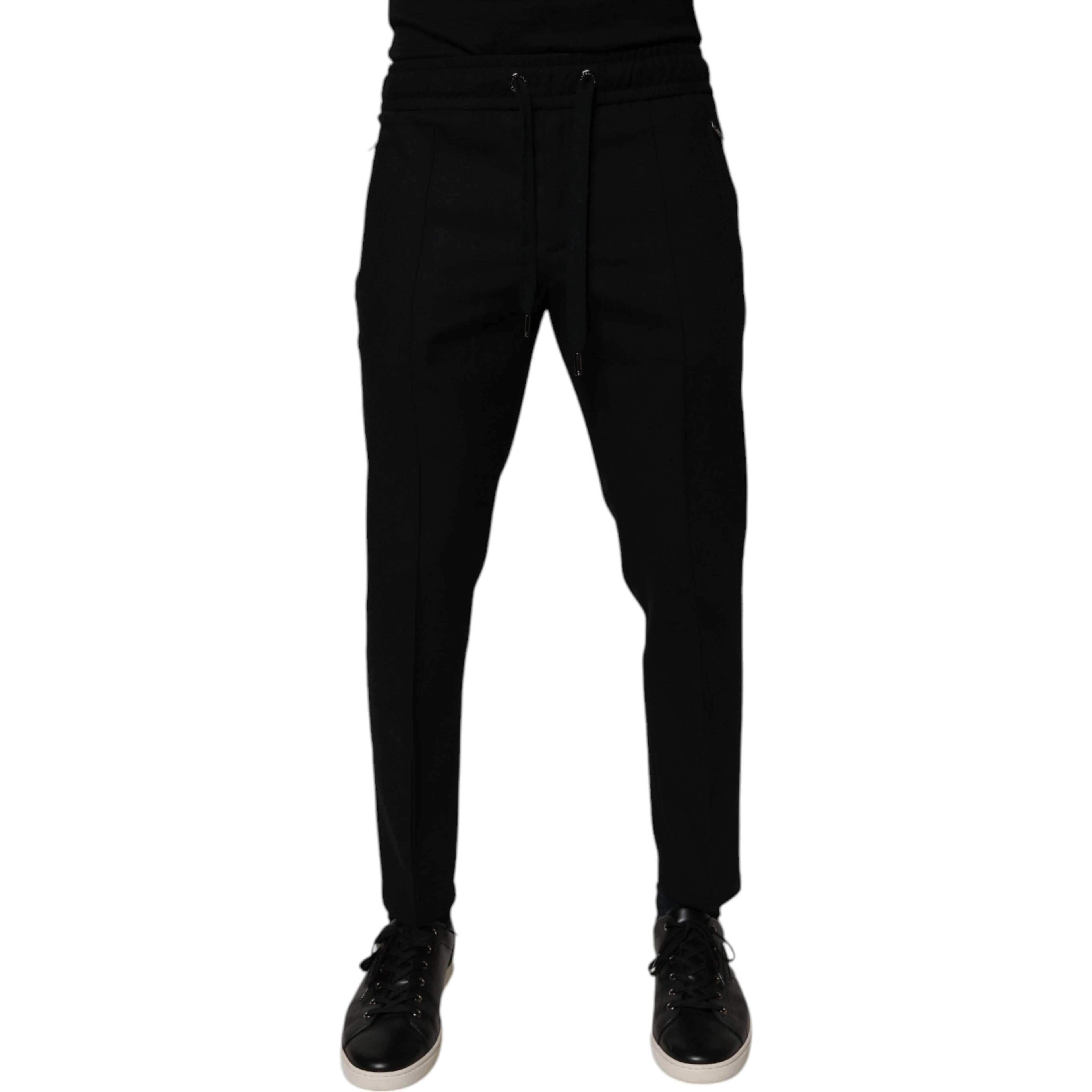 Black Wool Skinny Jogger Men Trouser Pants