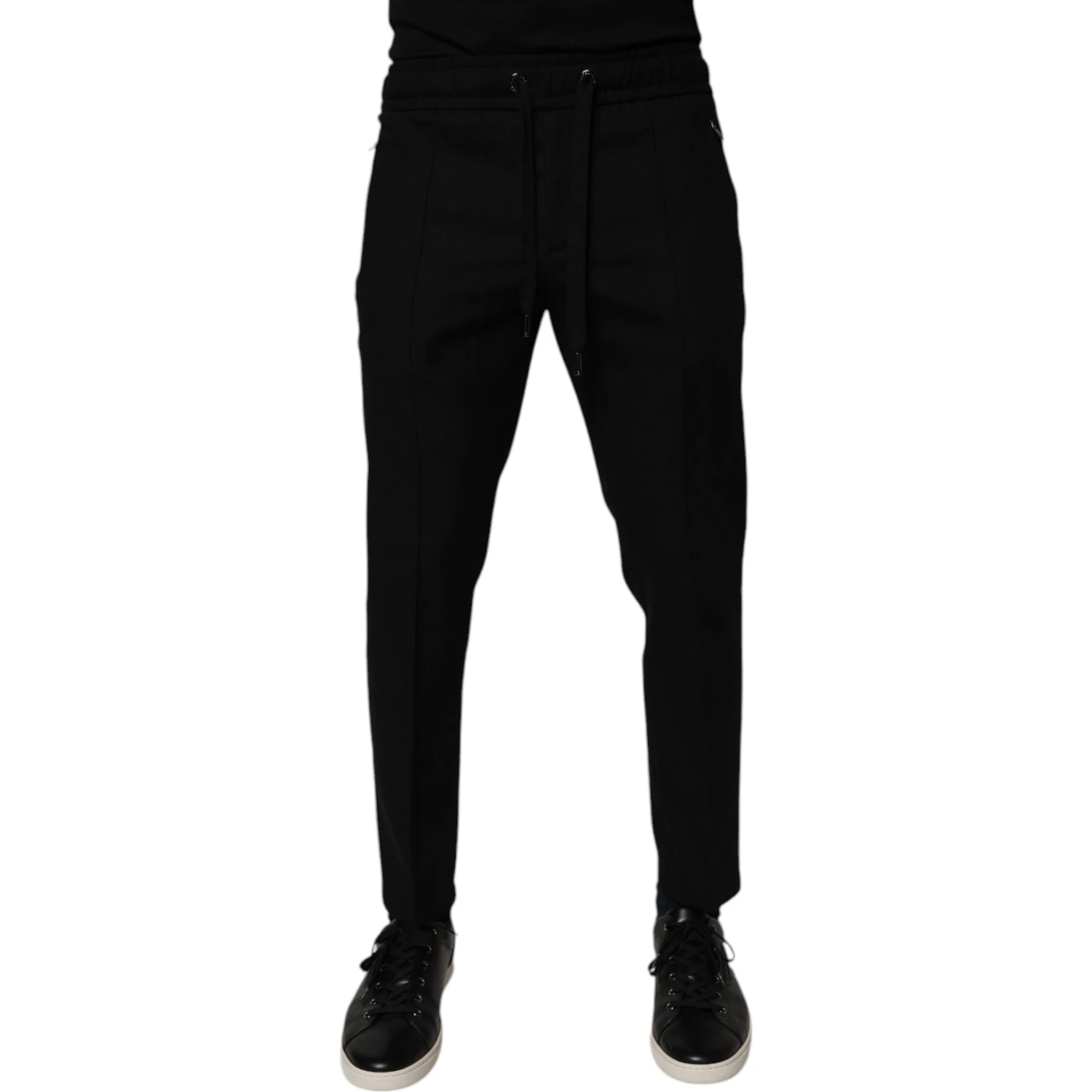 Black Wool Skinny Jogger Men Trouser Pants