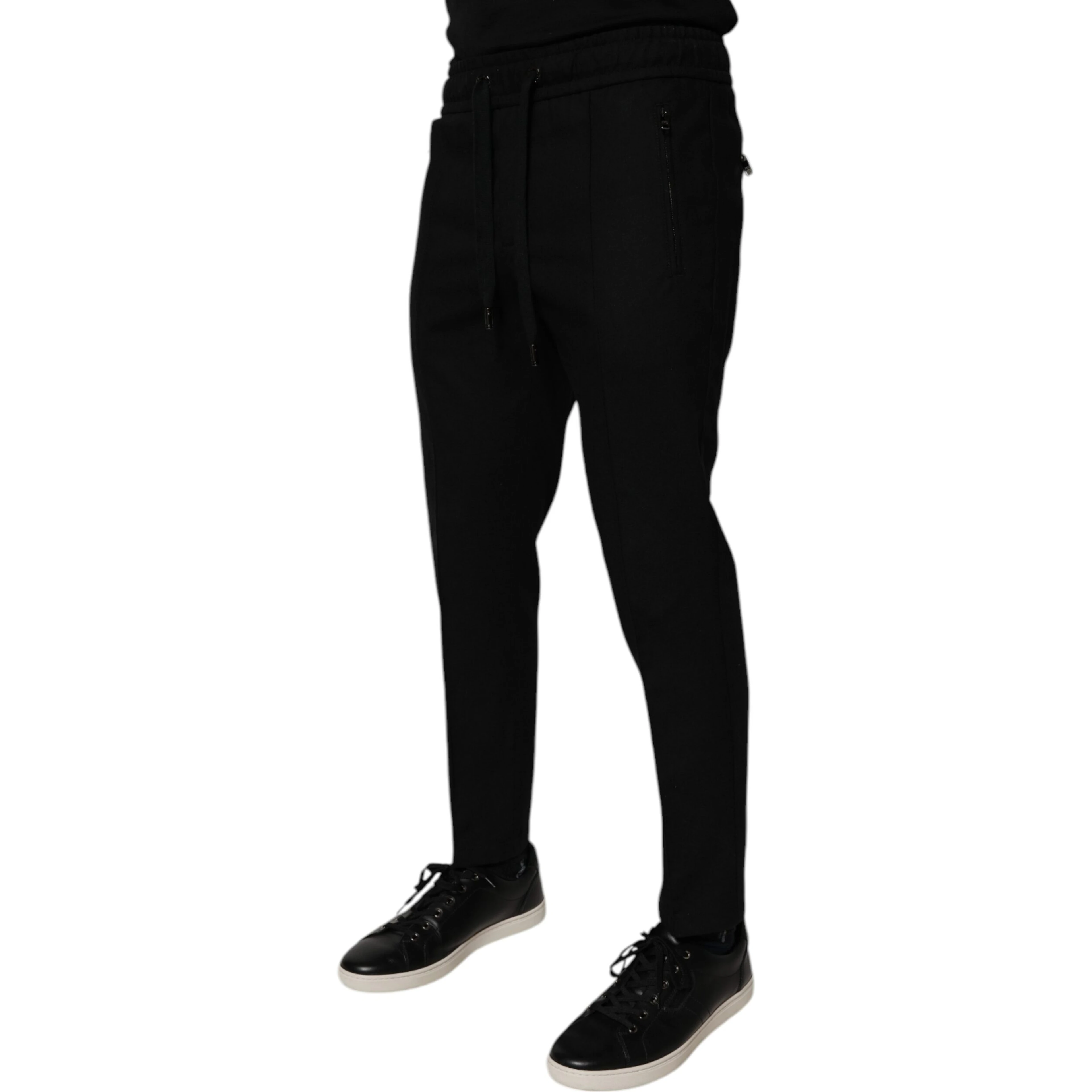 Black Wool Skinny Jogger Men Trouser Pants