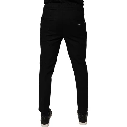 Black Wool Skinny Jogger Men Trouser Pants