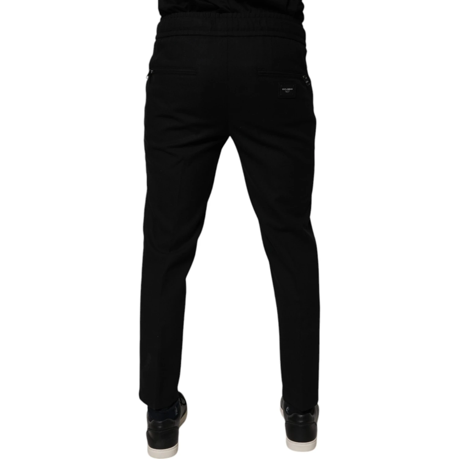 Black Wool Skinny Jogger Men Trouser Pants