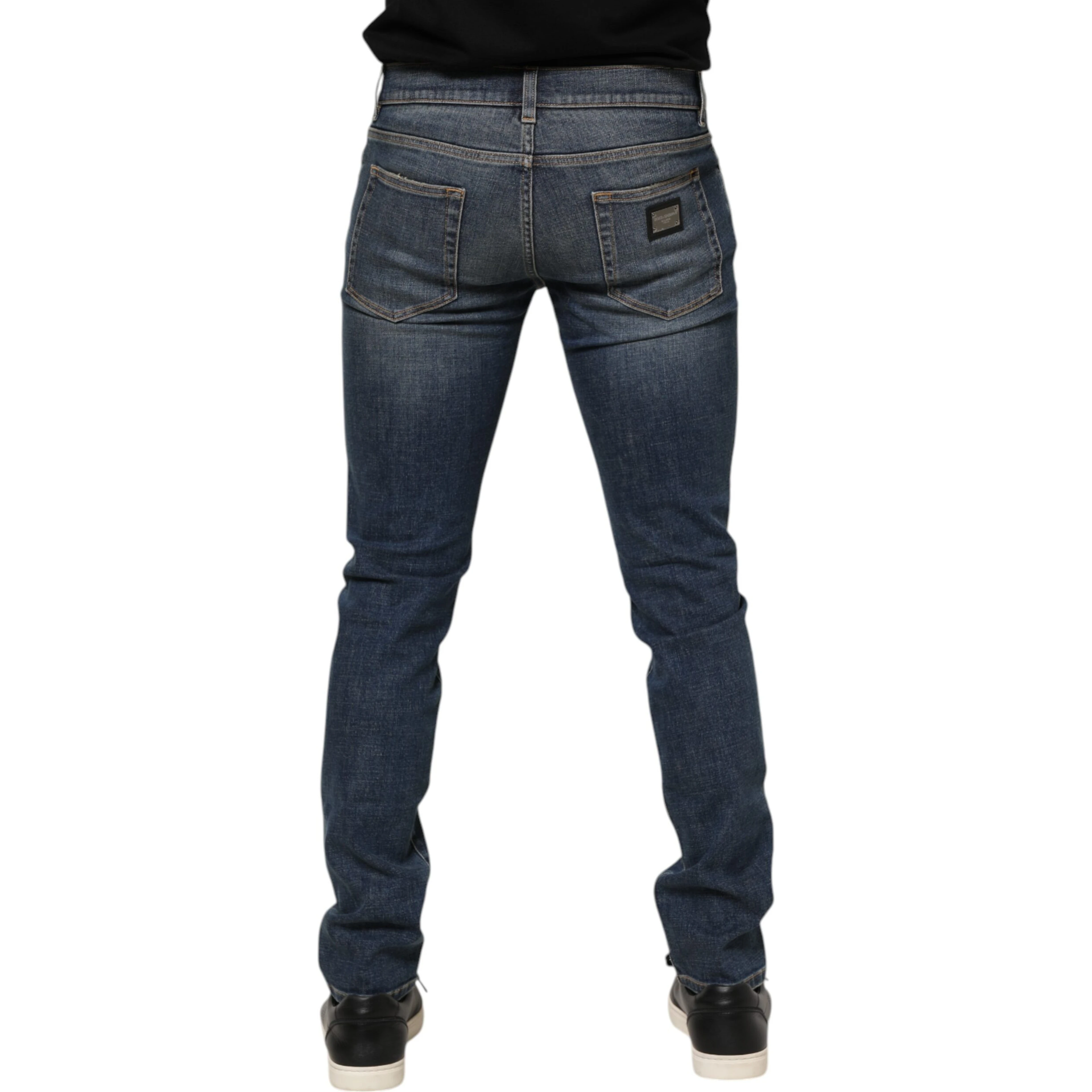 Blue Washed Cotton Skinny Men Denim Jeans