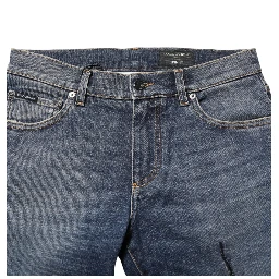 Blue Washed Cotton Skinny Men Denim Jeans