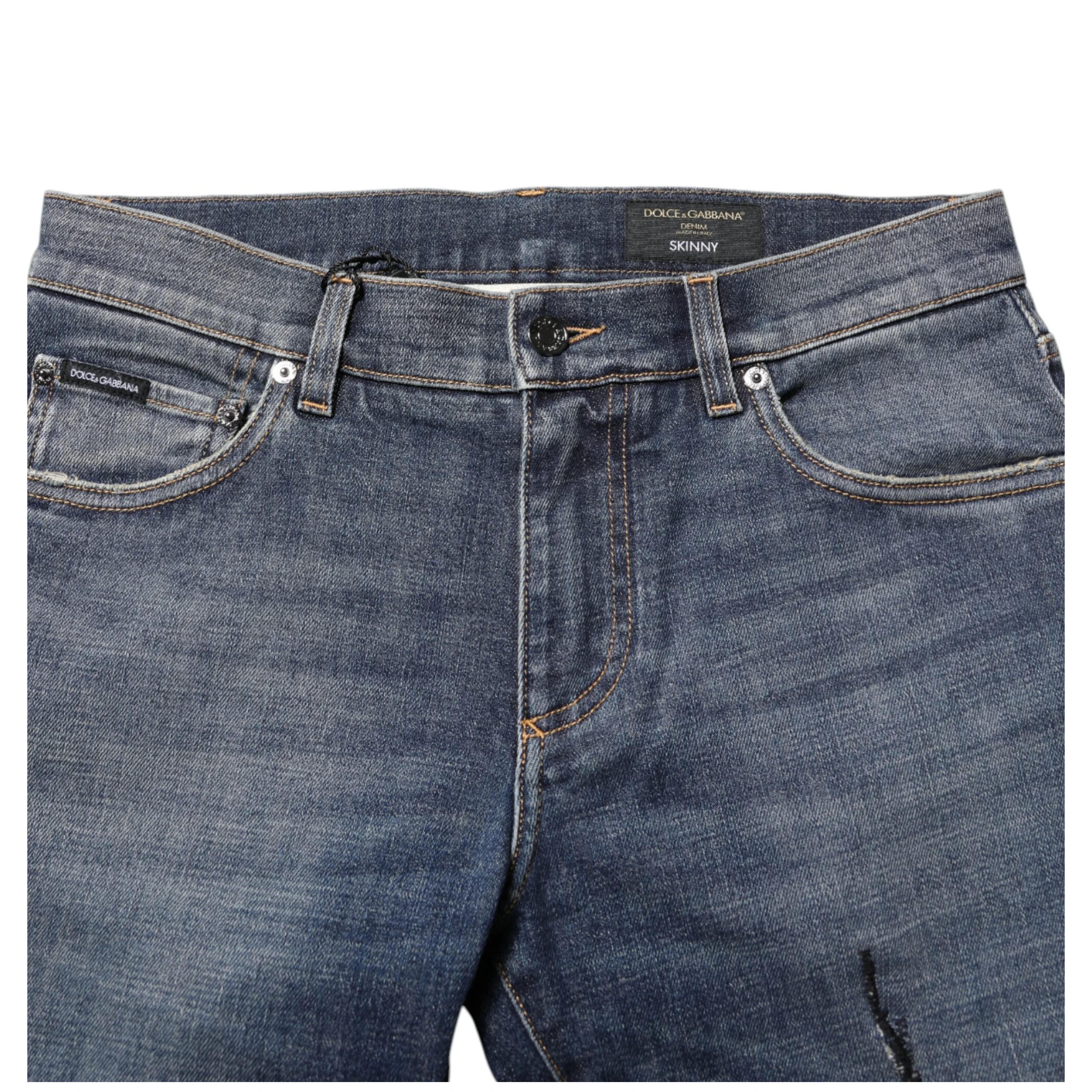 Blue Washed Cotton Skinny Men Denim Jeans