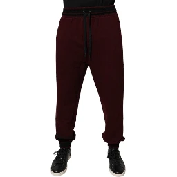 Maroon Cotton Men Jogger Sweatpants Pants