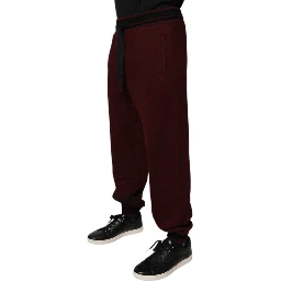 Maroon Cotton Men Jogger Sweatpants Pants