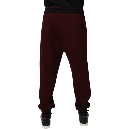 Maroon Cotton Men Jogger Sweatpants Pants