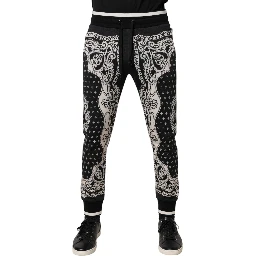 Black Cotton Bandana Jogger Sweatpants Pants