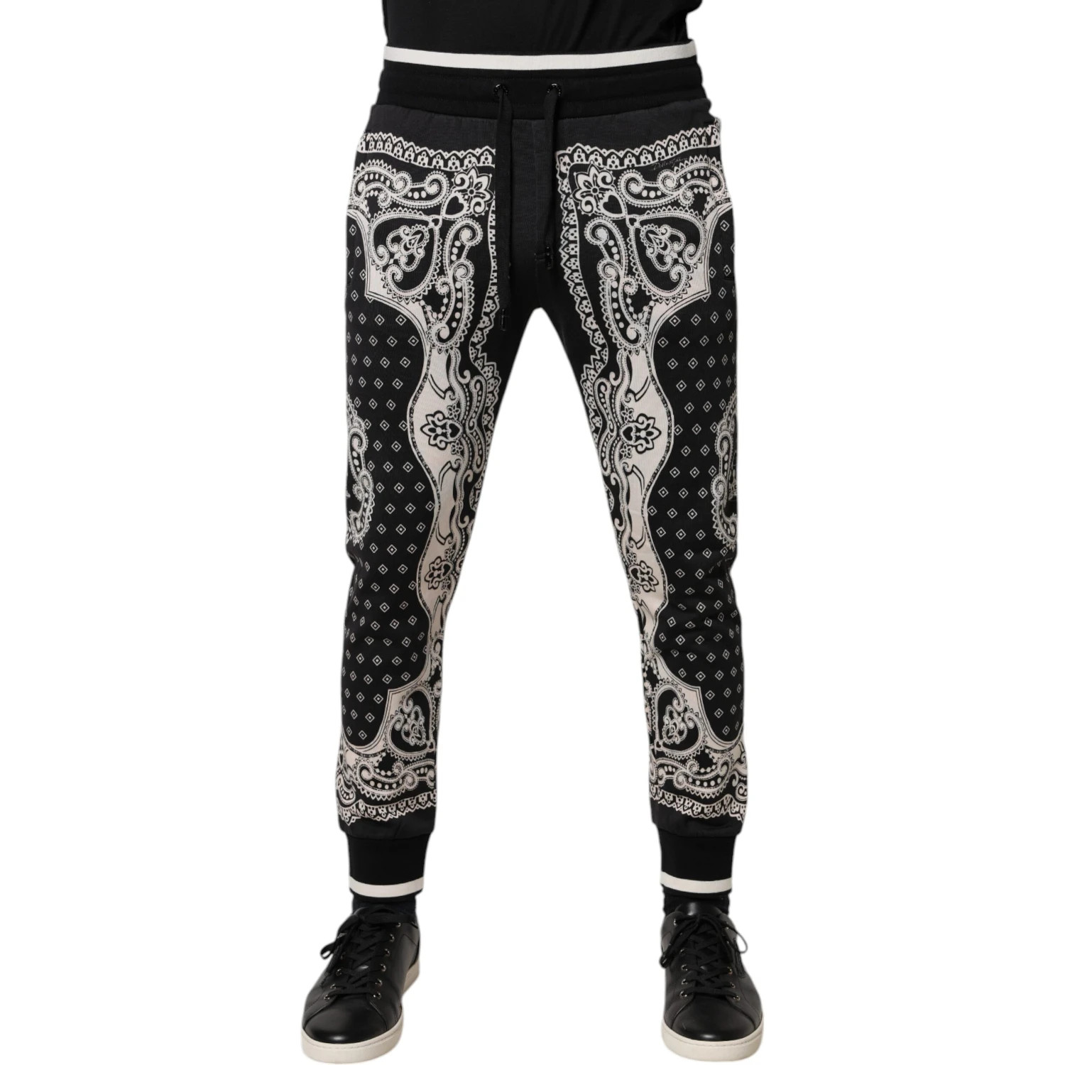 Black Cotton Bandana Jogger Sweatpants Pants