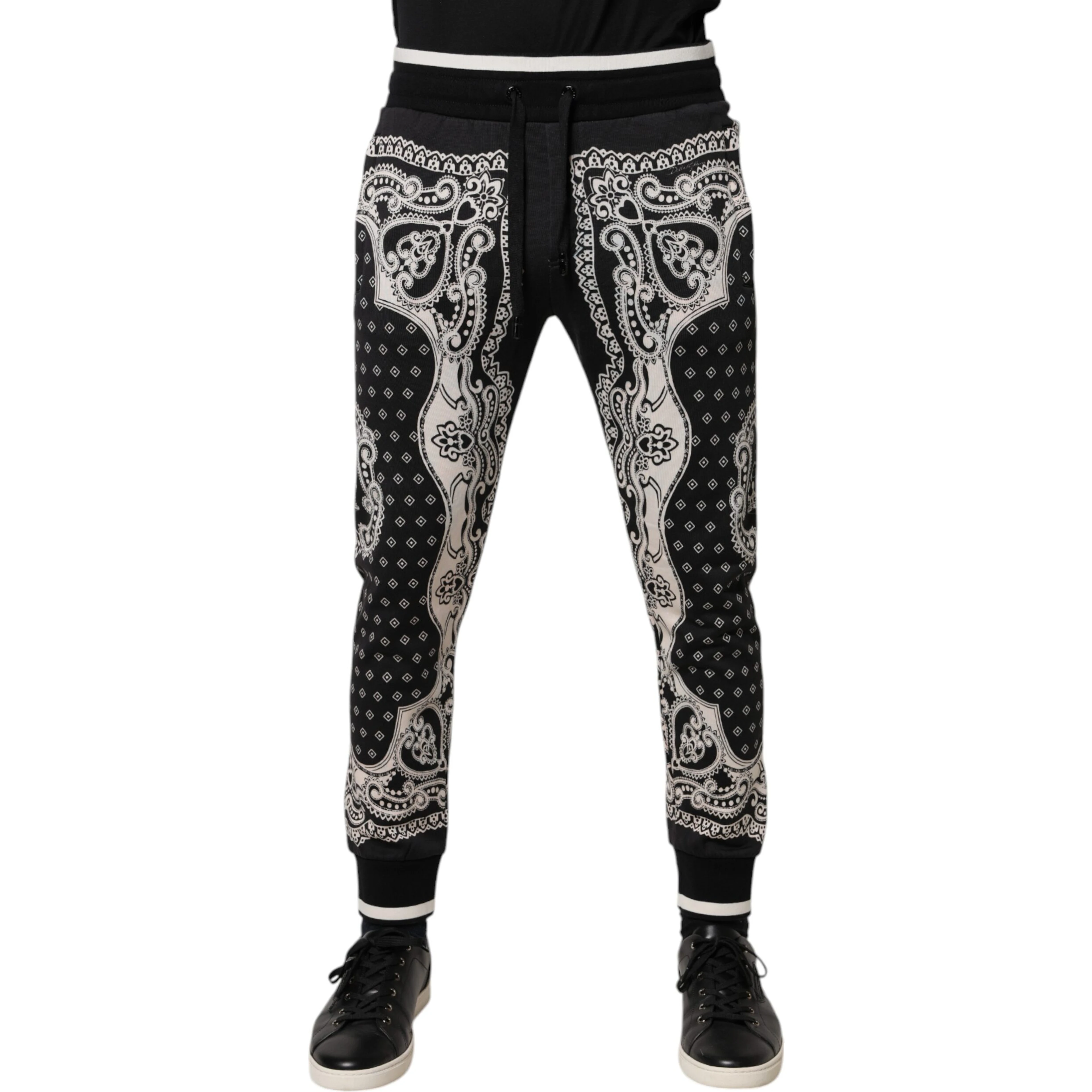 Black Cotton Bandana Jogger Sweatpants Pants