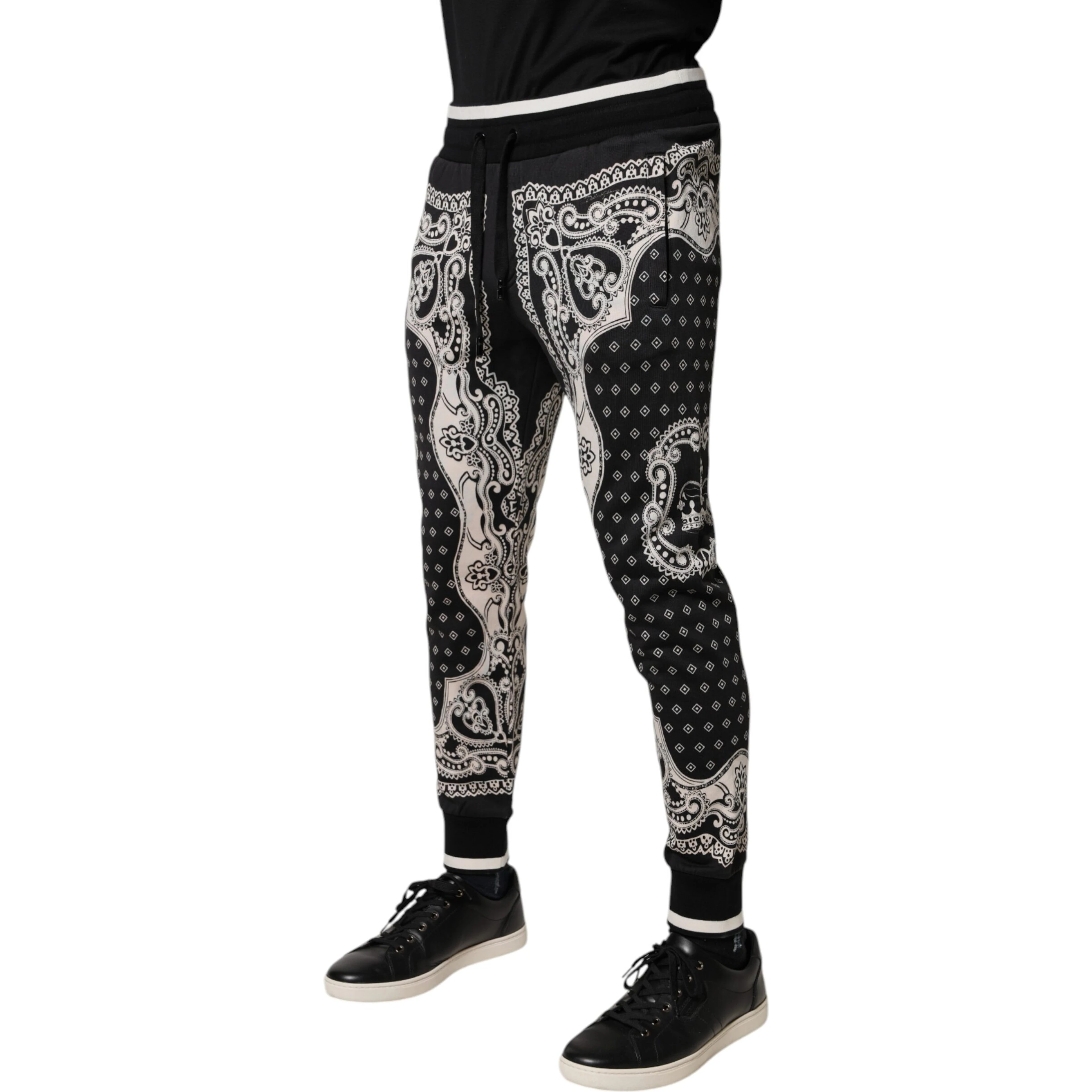Black Cotton Bandana Jogger Sweatpants Pants