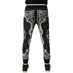 Black Cotton Bandana Jogger Sweatpants Pants