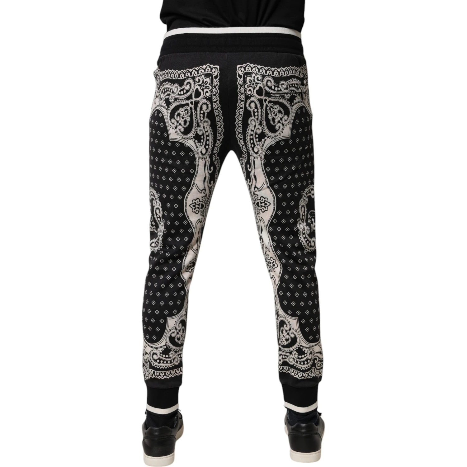 Black Cotton Bandana Jogger Sweatpants Pants