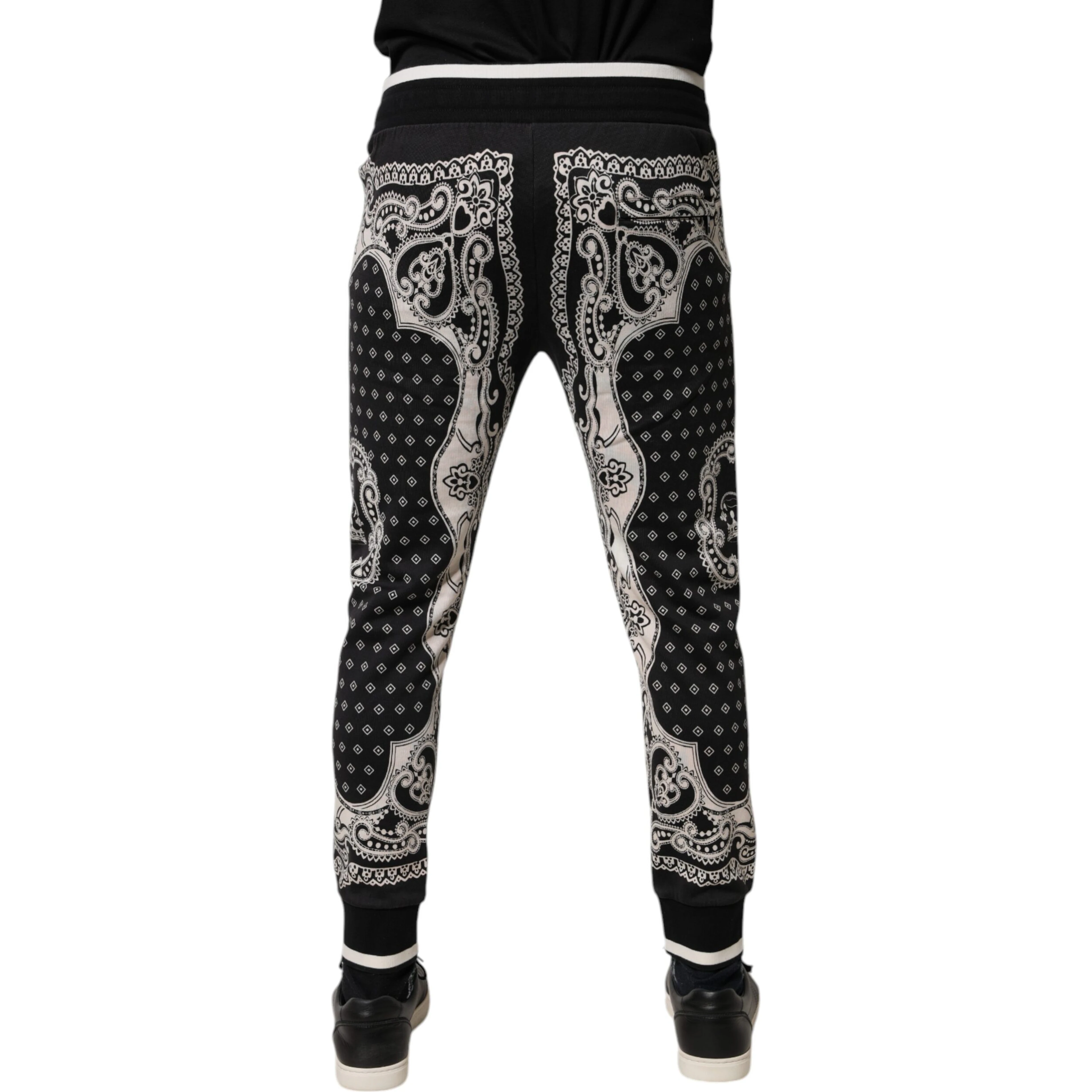 Black Cotton Bandana Jogger Sweatpants Pants