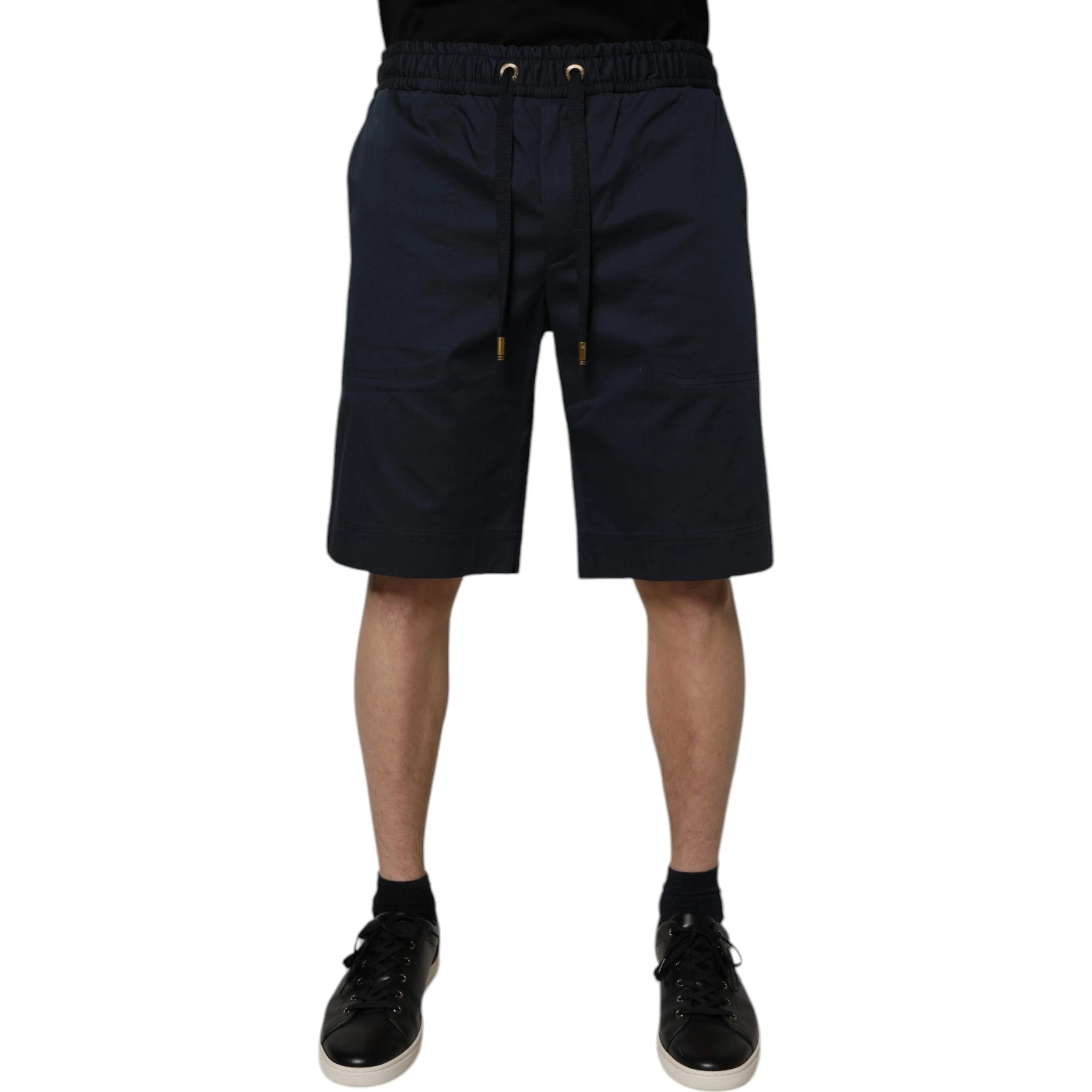 Navy Blue Cotton Stretch Men Bermuda Shorts