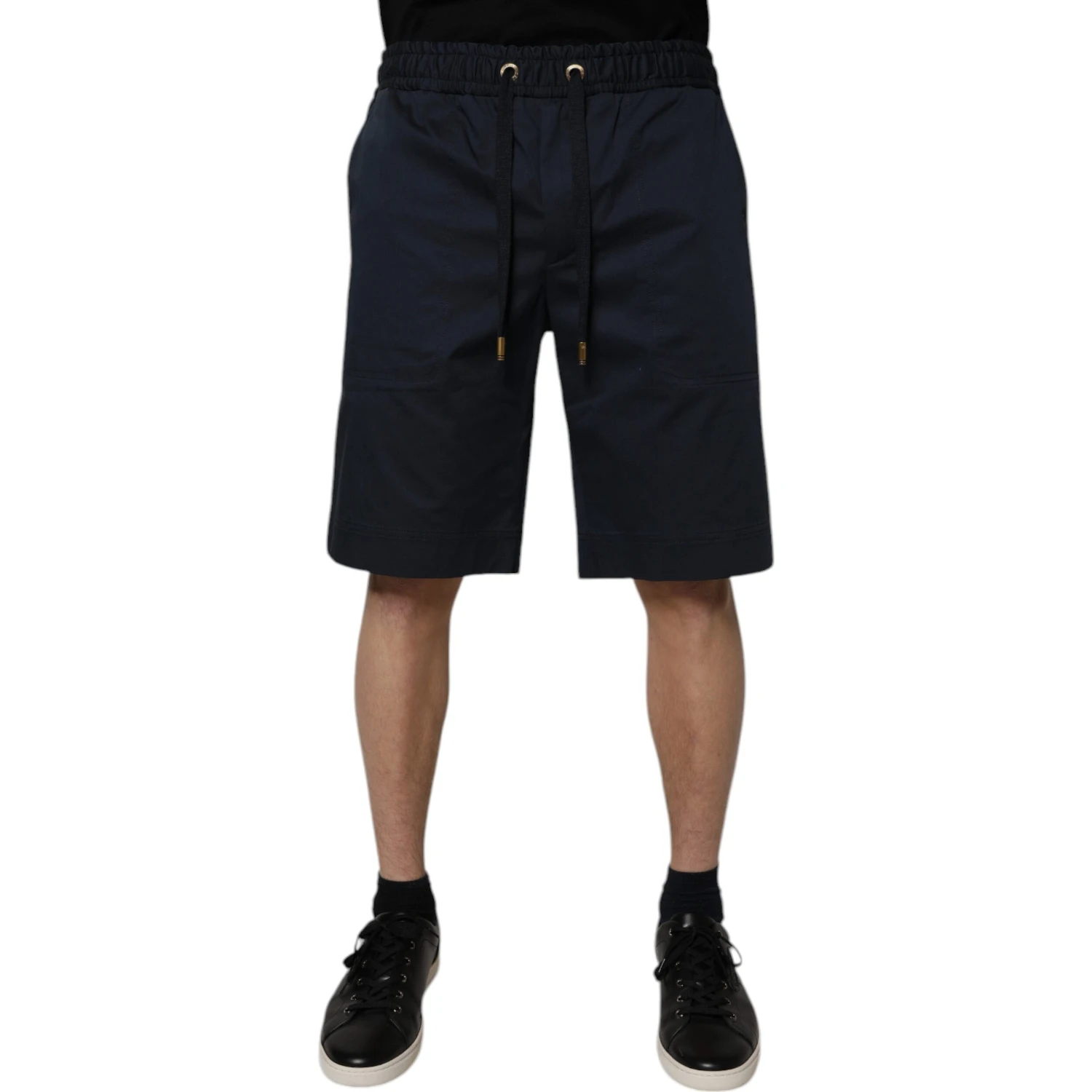 Navy Blue Cotton Stretch Men Bermuda Shorts