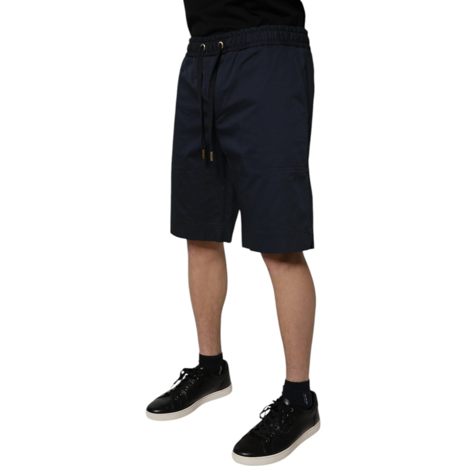 Navy Blue Cotton Stretch Men Bermuda Shorts