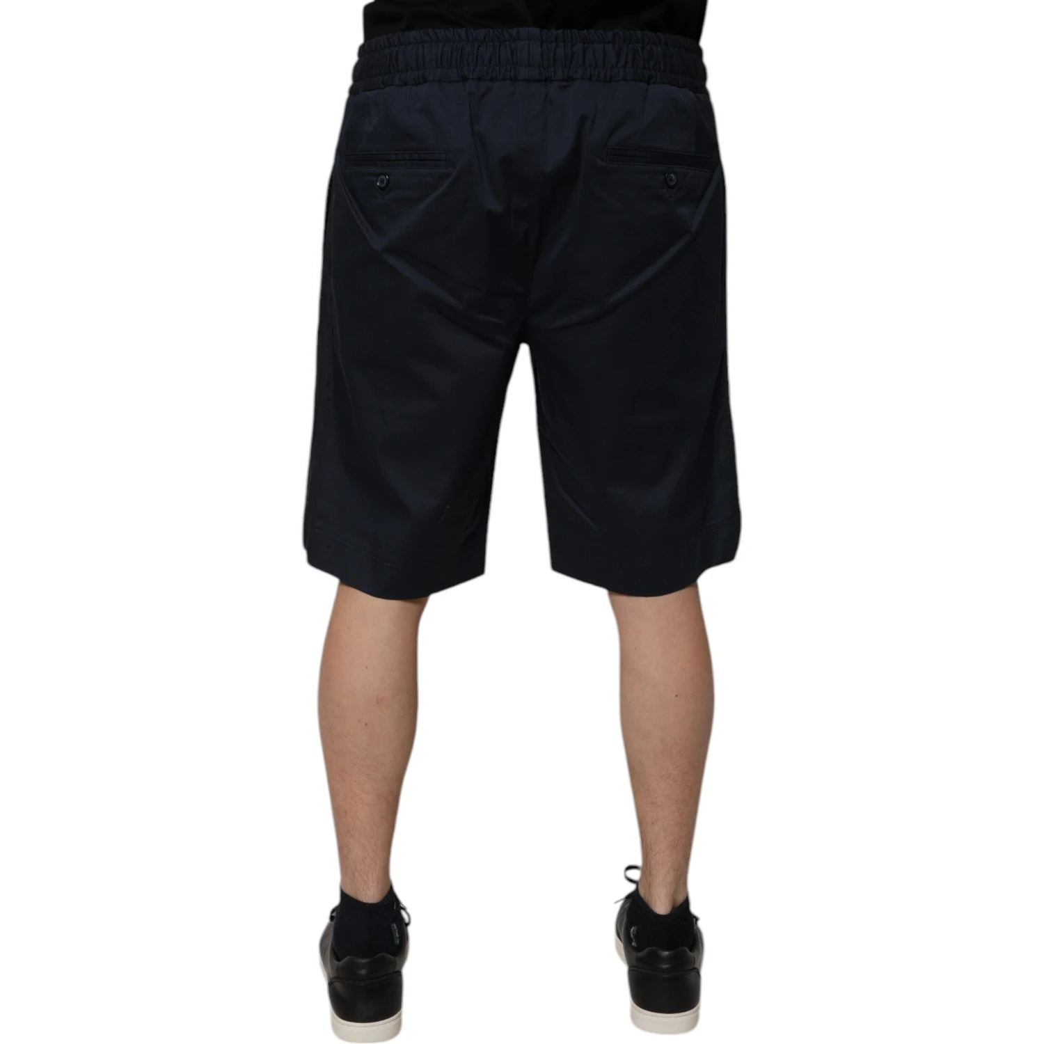 Navy Blue Cotton Stretch Men Bermuda Shorts