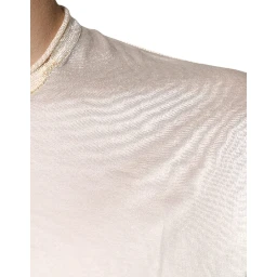 Off White Silk Henley Short Sleeves T-Shirt