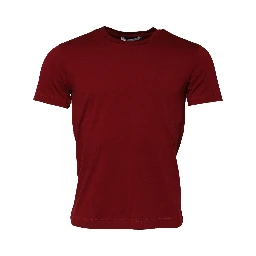 Maroon Cotton Crew Neck Short Sleeves T-Shirt