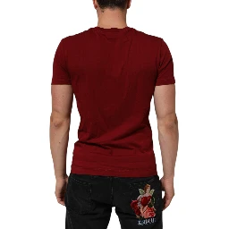 Maroon Cotton Crew Neck Short Sleeves T-Shirt
