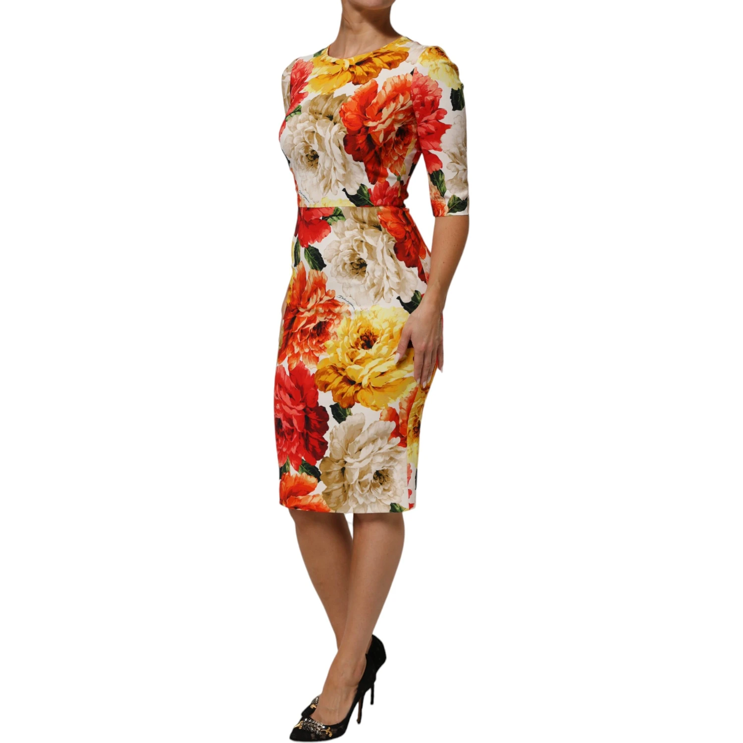Multicolor Floral Print Viscose Sheath Dress