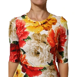 Multicolor Floral Print Viscose Sheath Dress