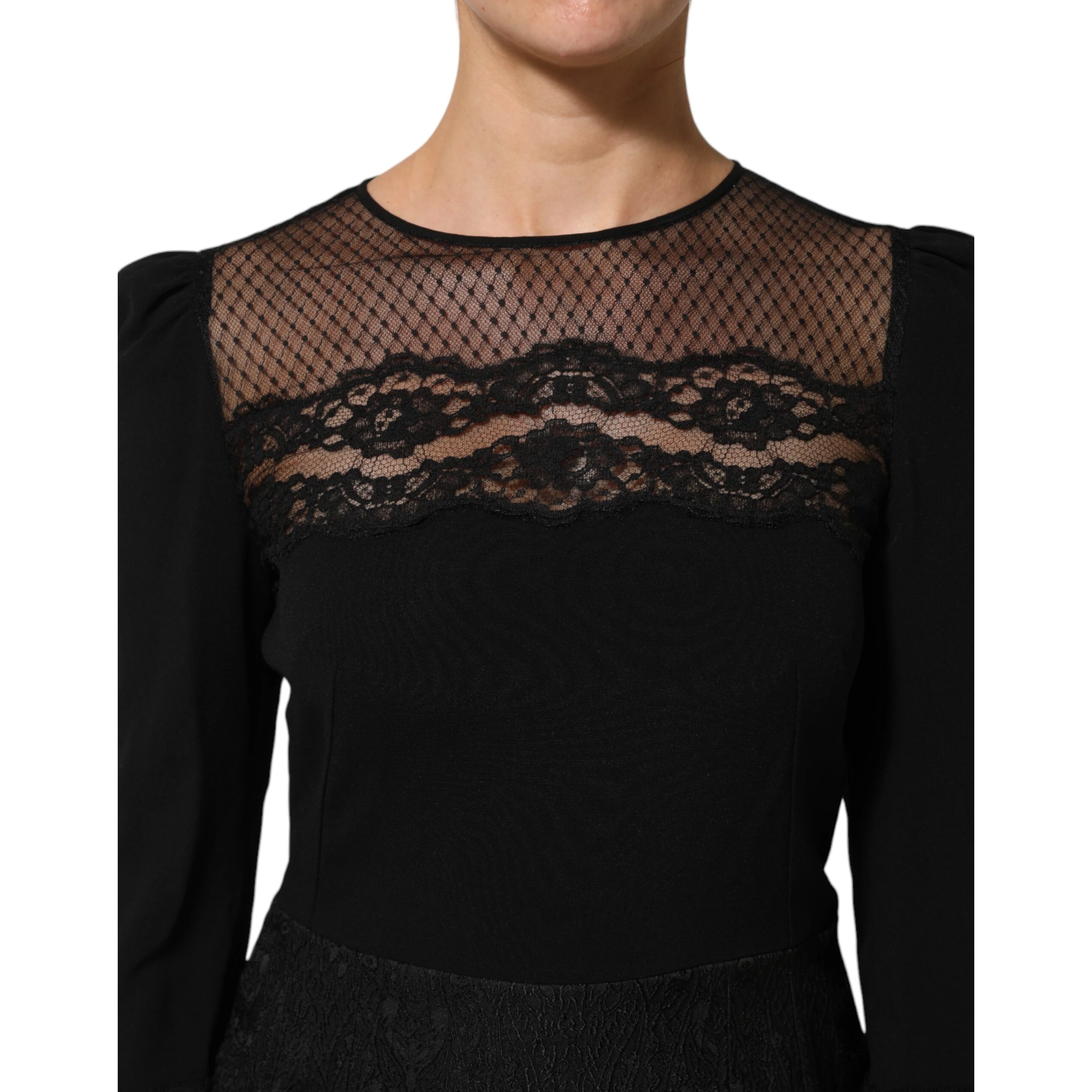Black Floral Lace Trim Sheath A-line Dress