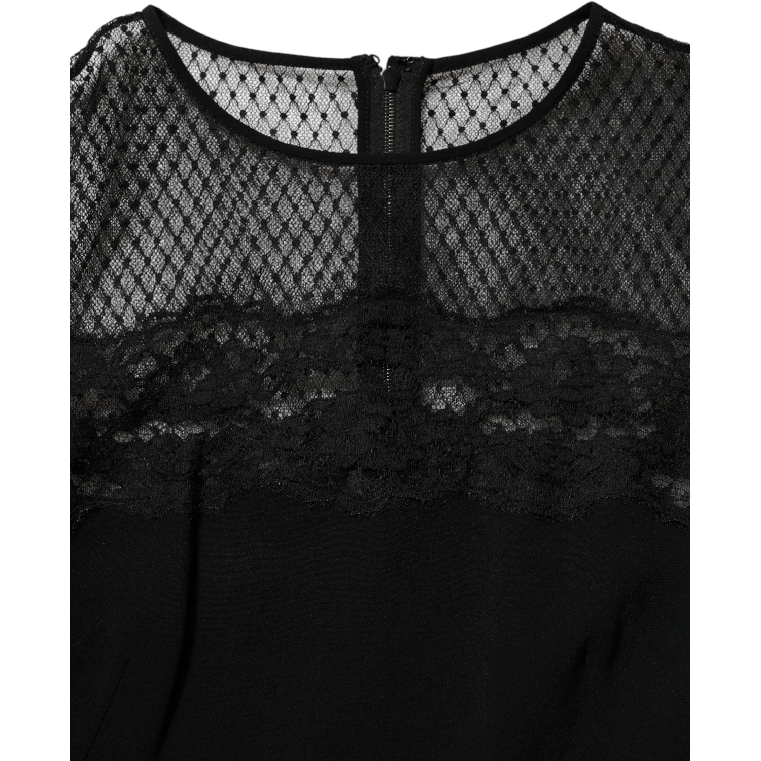 Black Floral Lace Trim Sheath A-line Dress