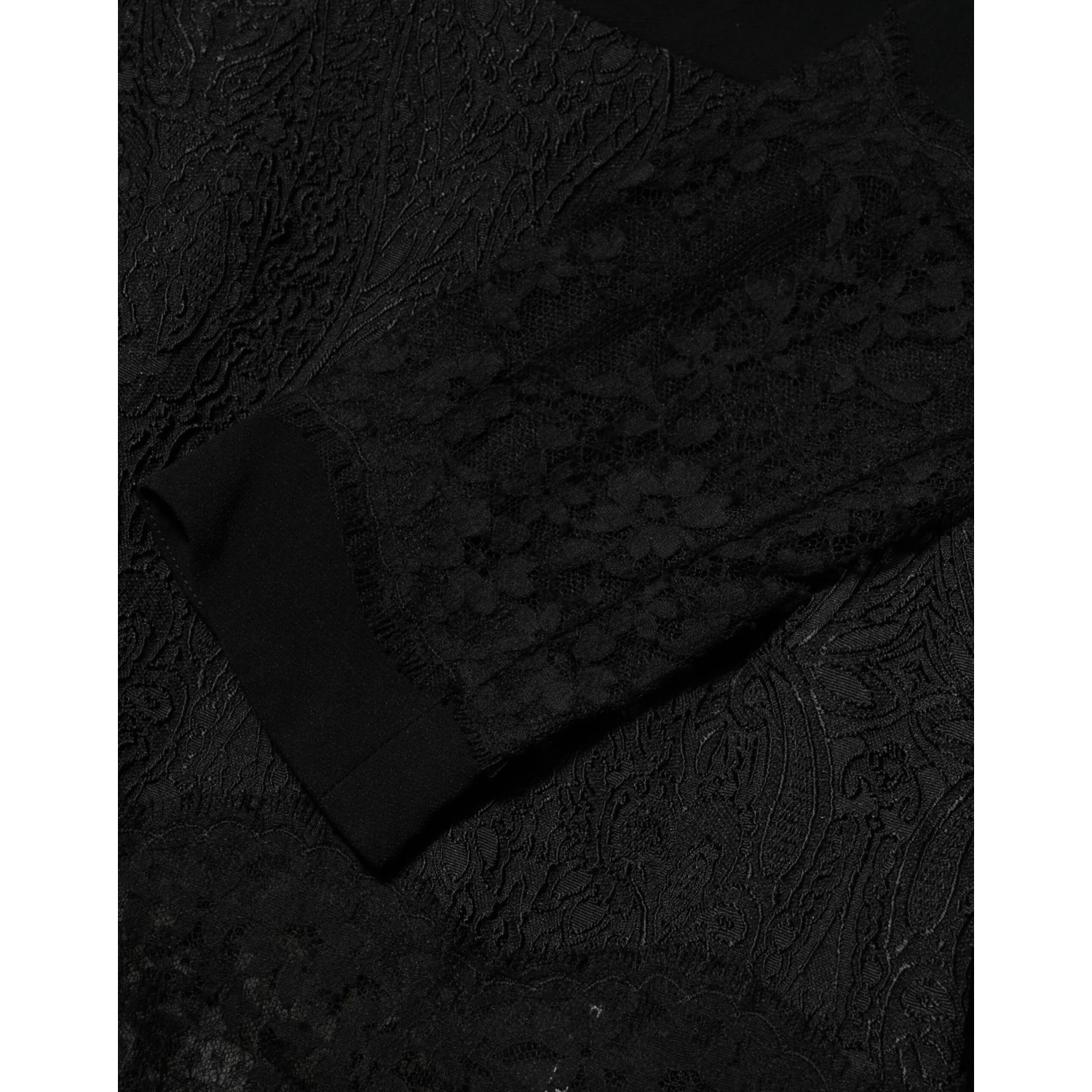 Black Floral Lace Trim Sheath A-line Dress